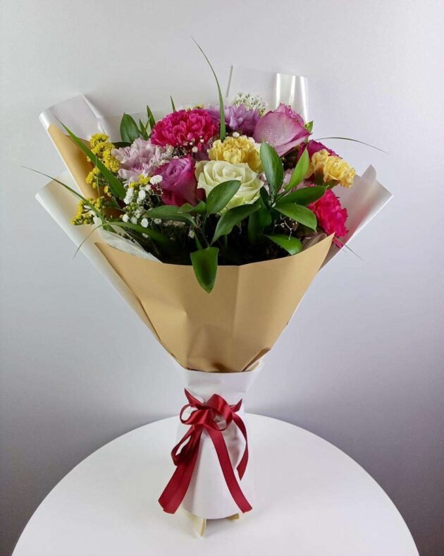 a bouquet of flowers in a vase