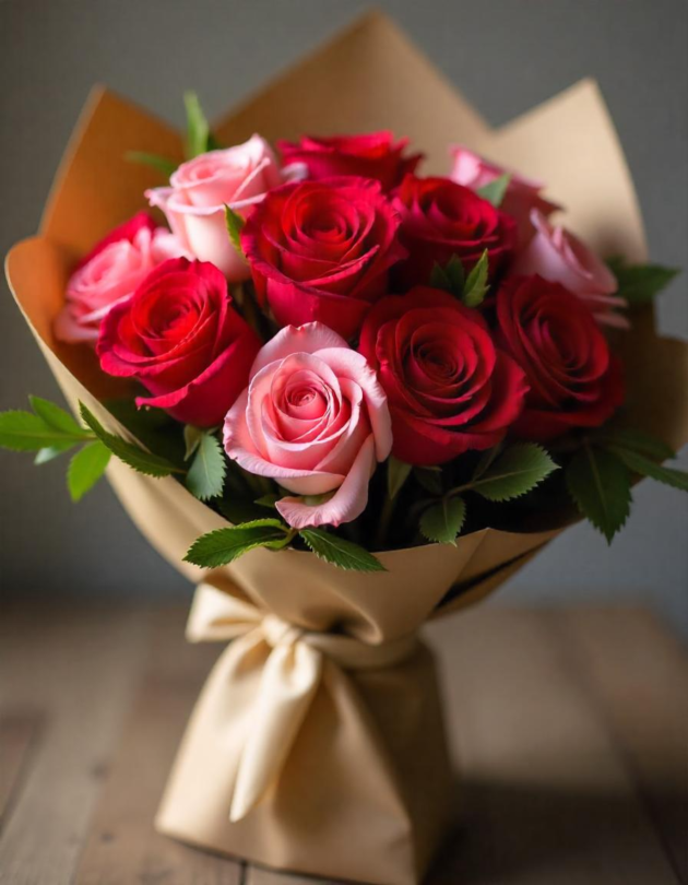 Scarlet Blush Rose Bouquet